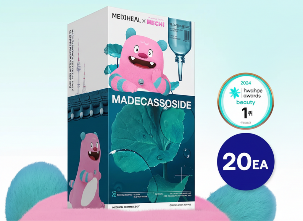 MEDIHEAL Madecassoside Essential Mask Sheet Blemish Repair 20ea (Seoul Mascot, HECHI Collaboration)