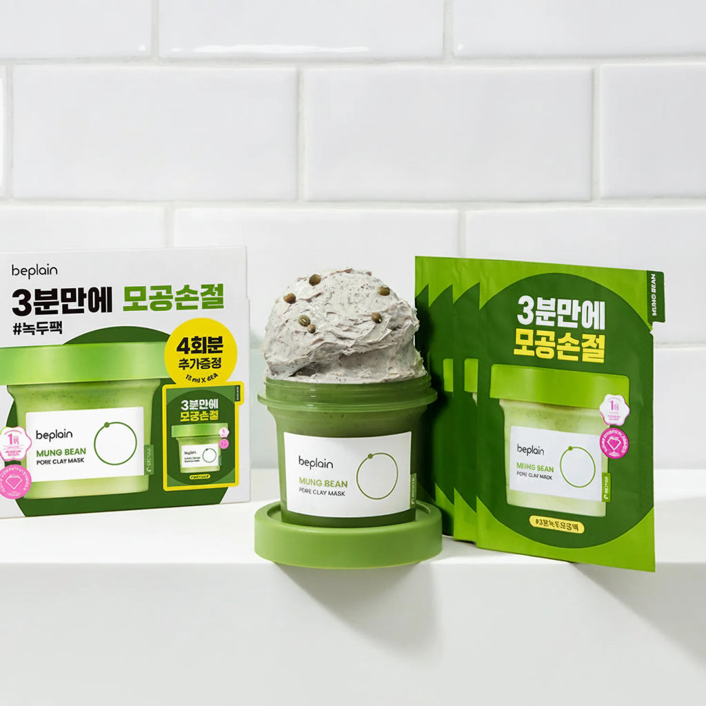 beplain Mung Bean Pore Clay Mask Pack 120mL (+12mL*4ea Special Set)
