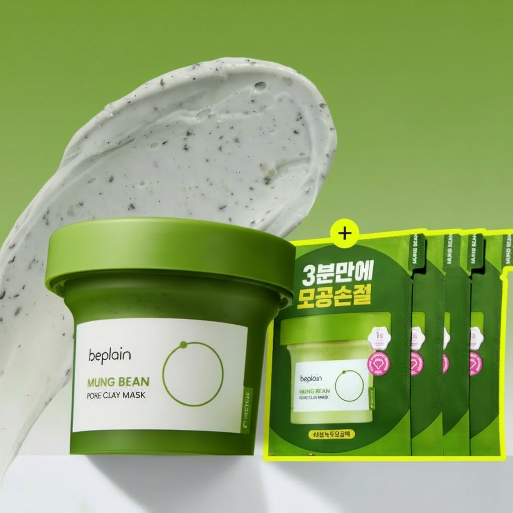 beplain Mung Bean Pore Clay Mask Pack 120mL (+12mL*4ea Special Set)