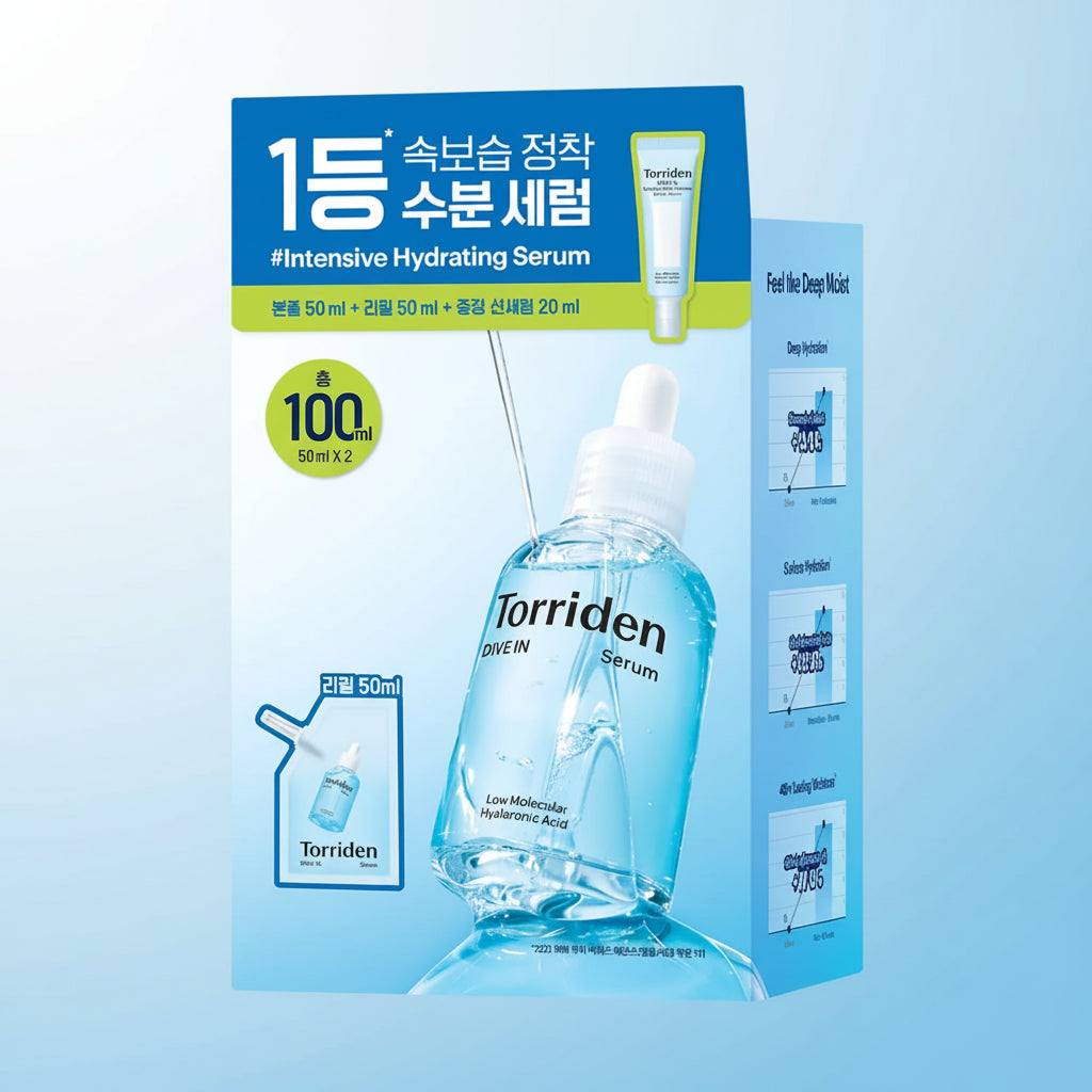 Torriden Dive-In Low Molecular Hyaluronic Acid Serum 50ml Refill Set (+Sun Serum 20ml)