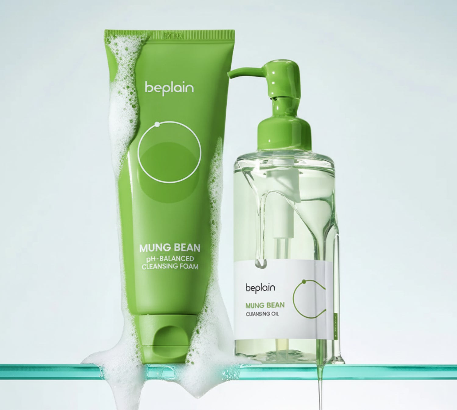 beplain Mung Bean Double Cleansing Set (Mung Bean pH-Balanced Cleansing Foam 160ml+Mung Bean Cleansing Oil 200ml)