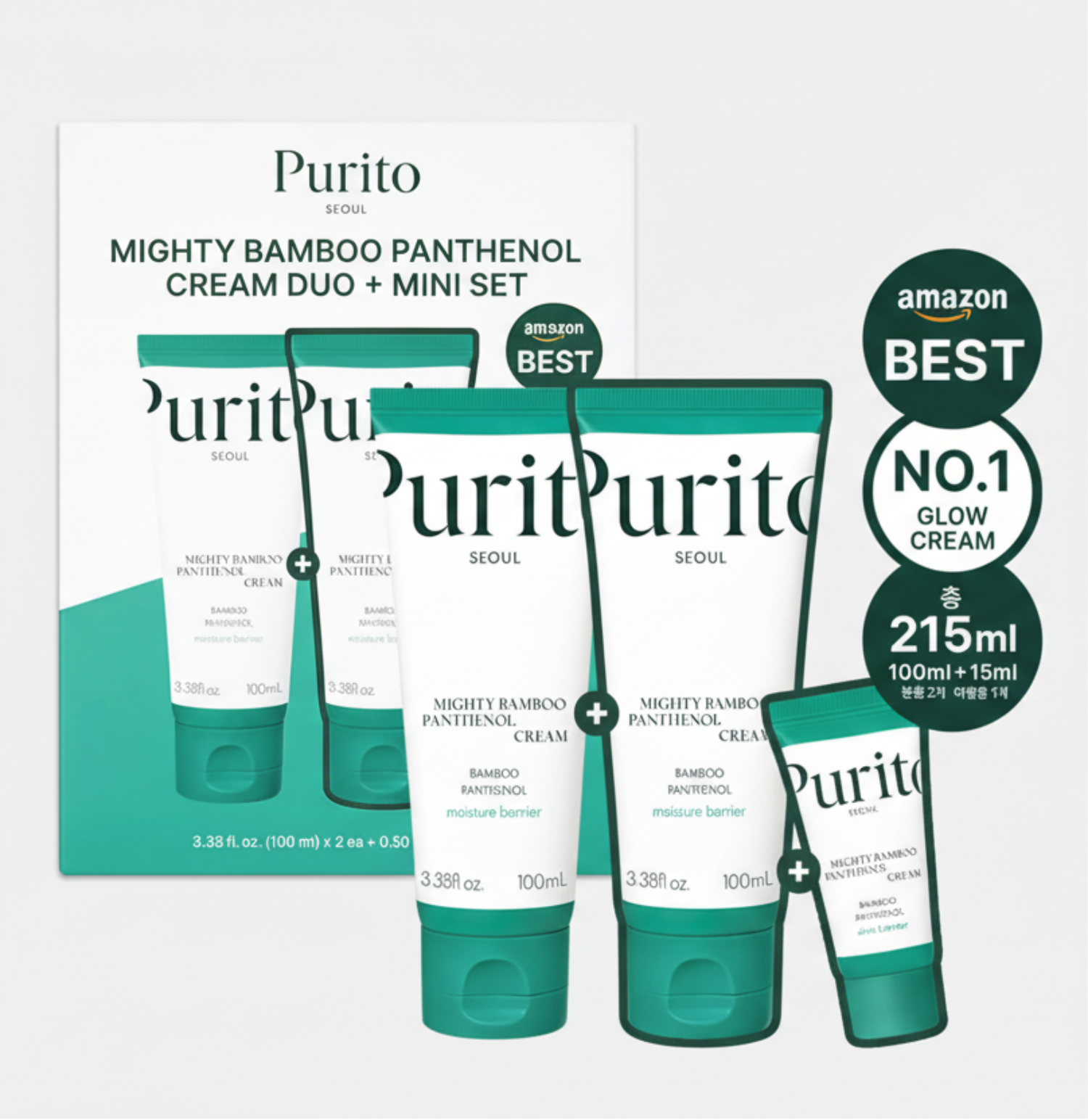 Purito Seoul Mighty Bamboo Panthenol Cream 100ml Duo Set (+15ml)