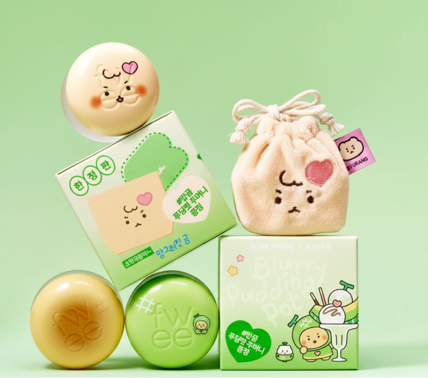 fwee Lip & Cheek Blurry Pudding Pot Set (+Pudding Pocket) (3 Options)