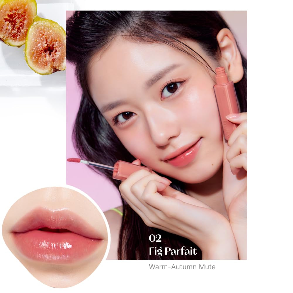 ETUDE Fruity Dewy Tint 02 Fig Parfait | Vegan Lip Stain with Only Essential Ingredients | Transparent Watercolor Lip Stain for Clear and Shimmering Finish