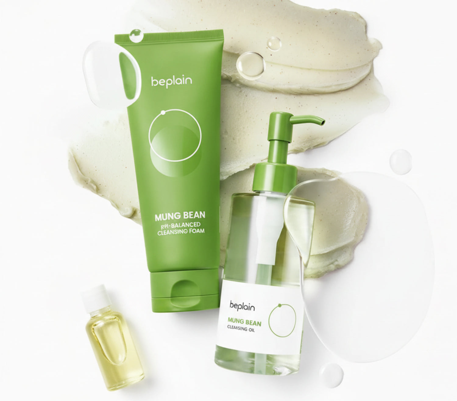 beplain Mung Bean Double Cleansing Set (Mung Bean pH-Balanced Cleansing Foam 160ml+Mung Bean Cleansing Oil 200ml)