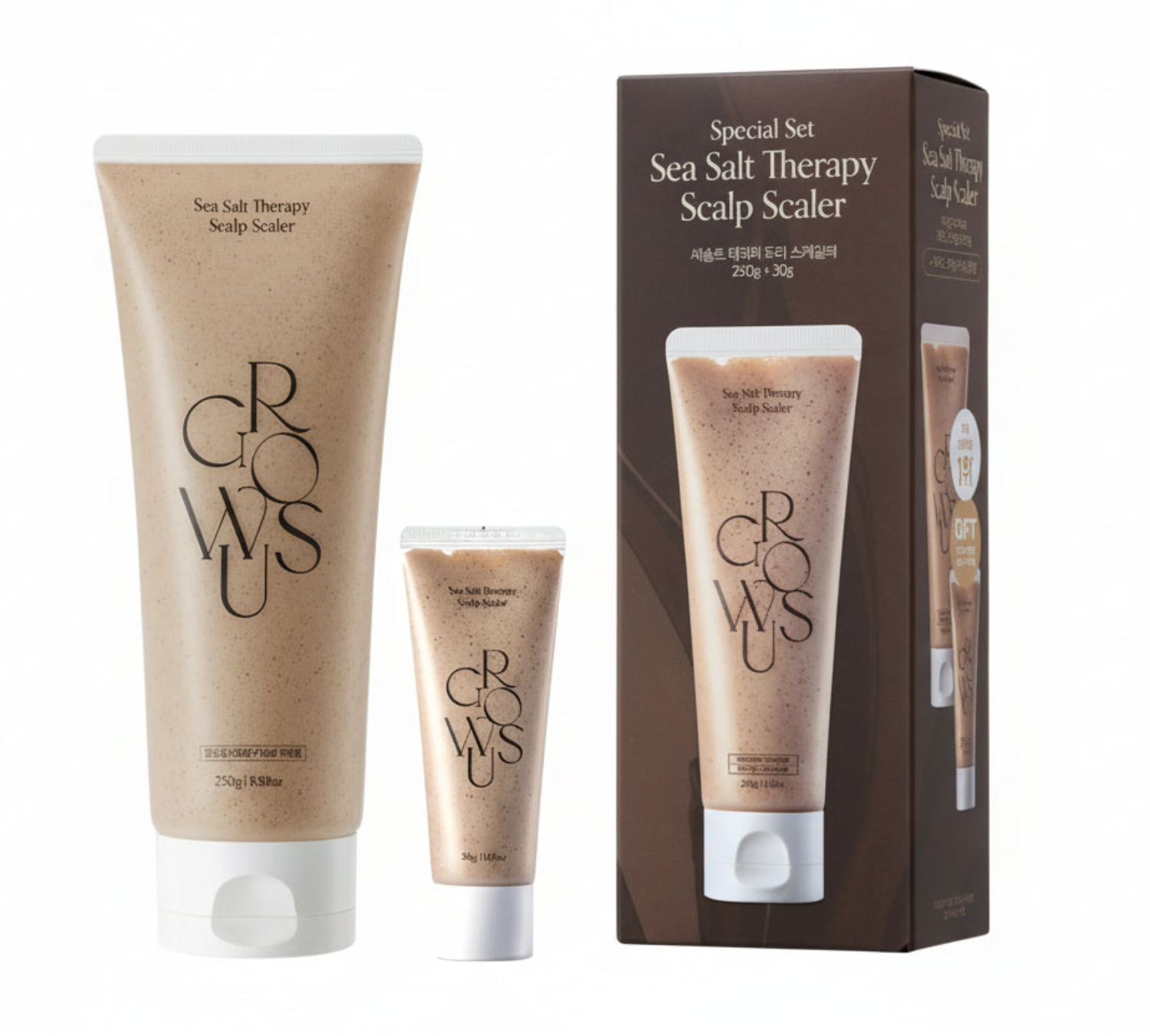 growus Sea Salt Therapy Scalp Scaler Large Volume 250g+30g