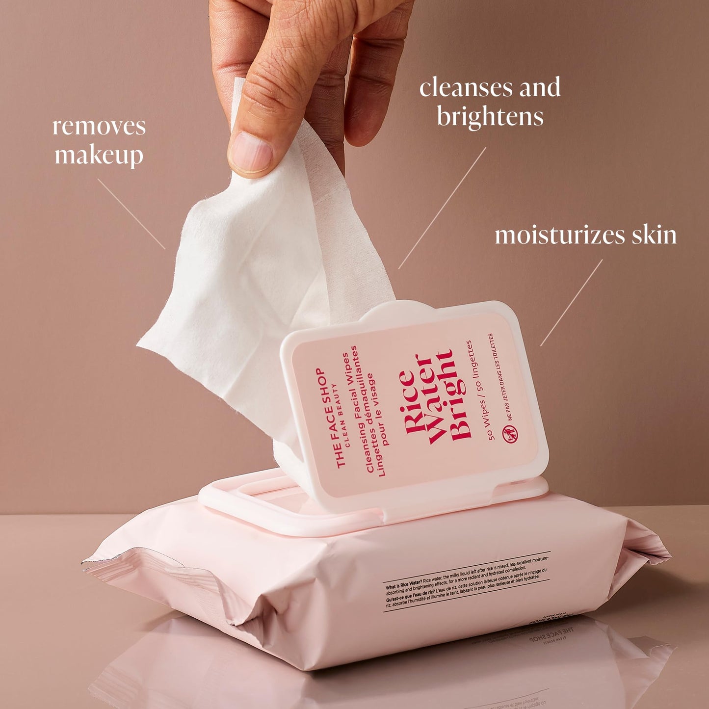 Rice Water Vegan Disposable Makeup Remover Wipes