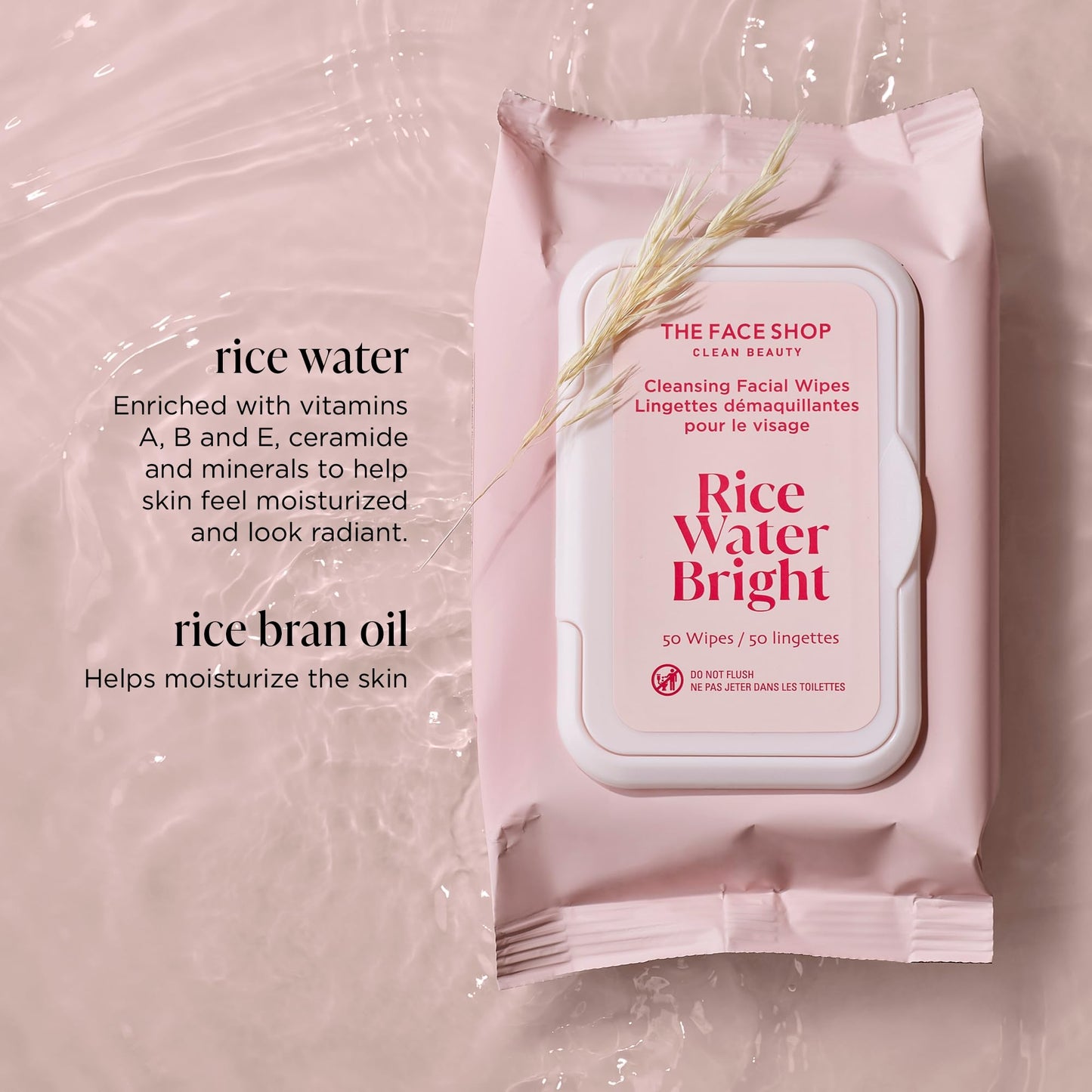 Rice Water Vegan Disposable Makeup Remover Wipes