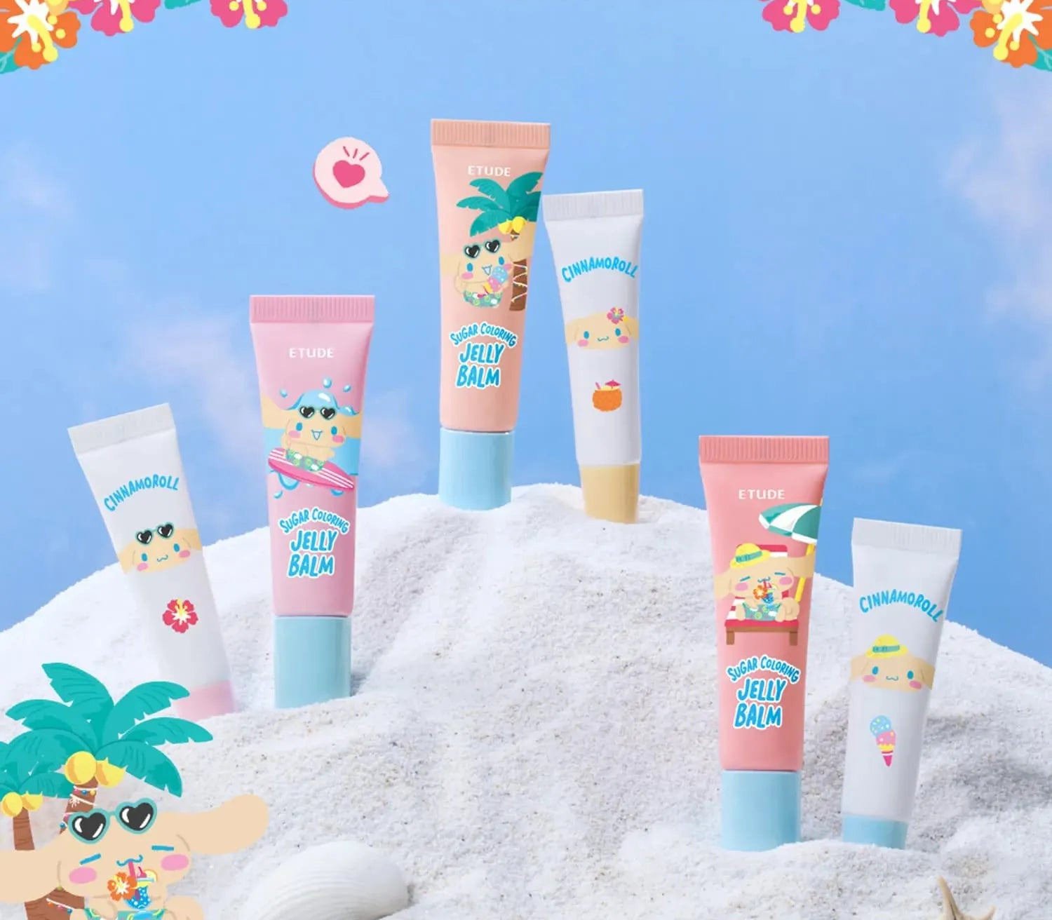 ETUDE X TANNING SANRIO SET (Cushion, Fixer Mist, Re-born Maker, Jelly Balm, Highlighter, Tint)