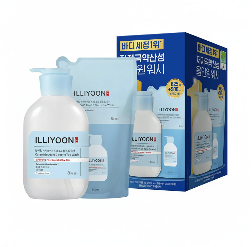 ILLIYOON Ceramide Ato 6.0 Top To Toe Wash 625ml+500ml Refill Set