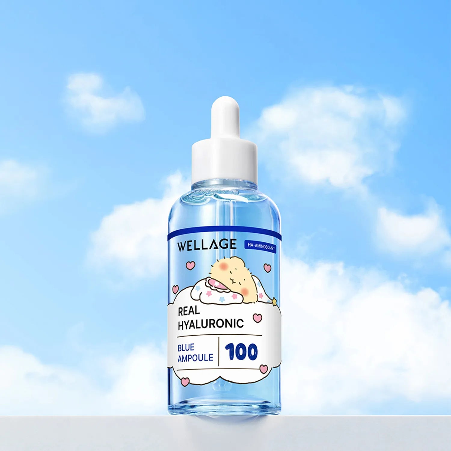 WELLAGE Real Hyaluronic Blue 100 Ampoule 75ml Double Pack (+Cream 20ml+PVC Pouch)