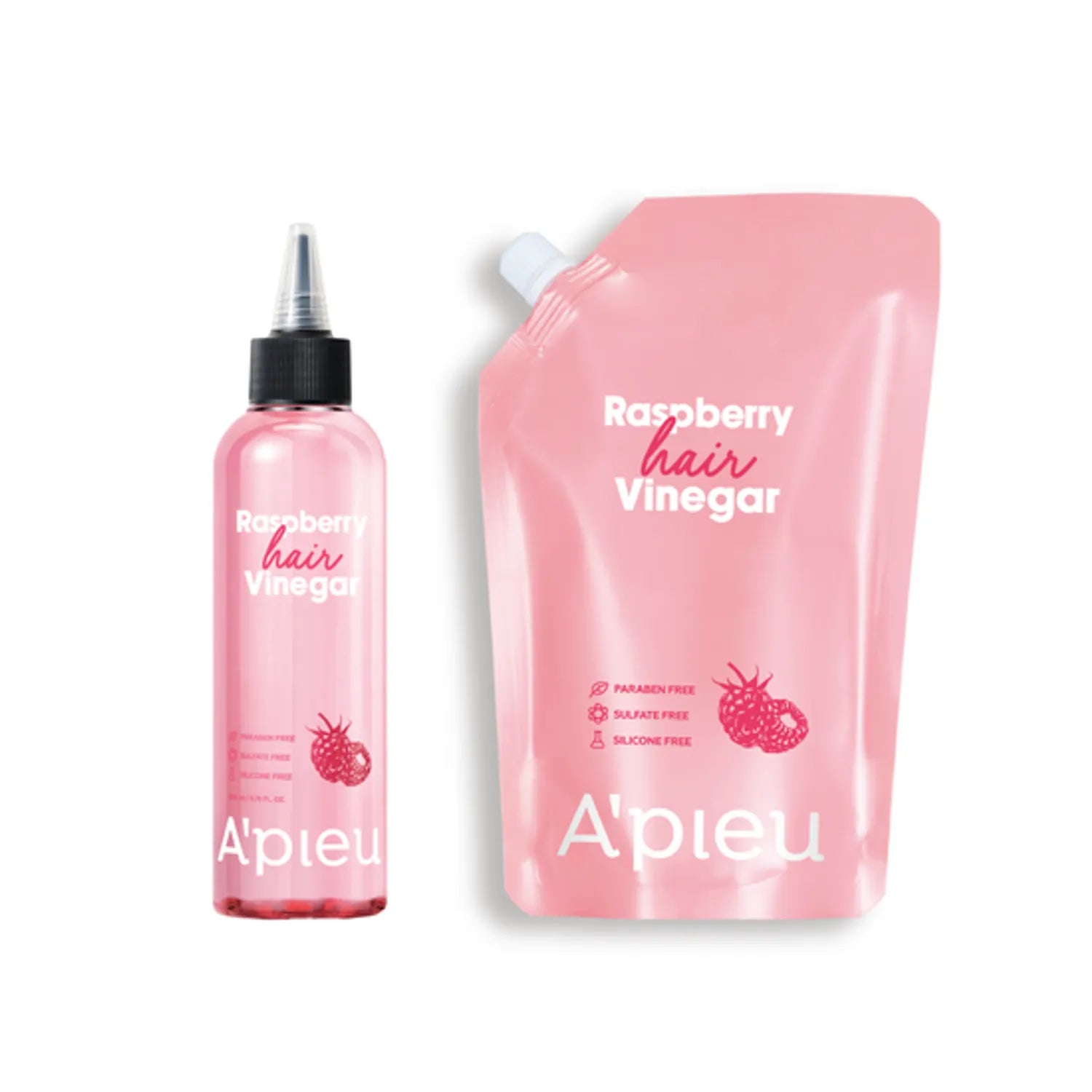 A’pieu Raspberry Hair Vinegar 200ml Set (+Refill 400ml)
