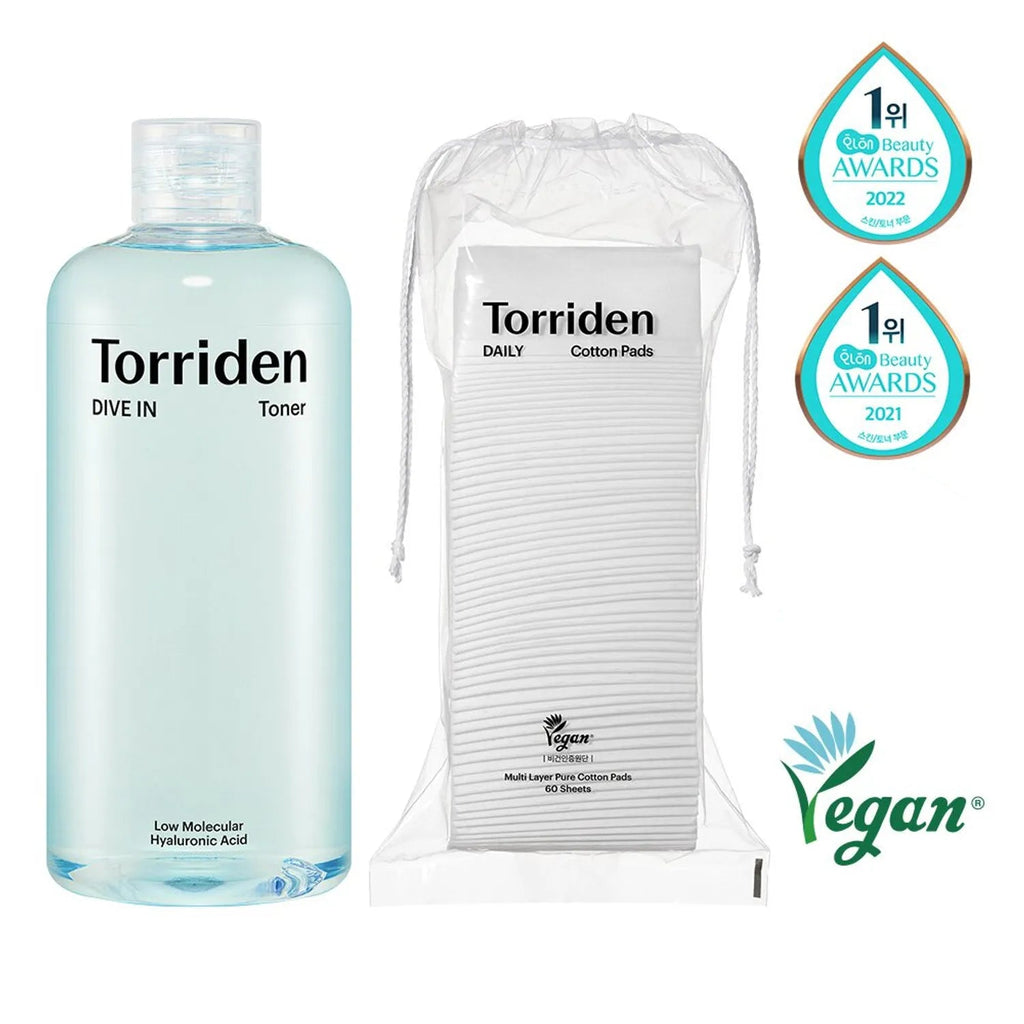 Torriden Dive In Low Molecular Hyaluronic Acid Toner 500mL Special Set (+Cotton Pad 60P)