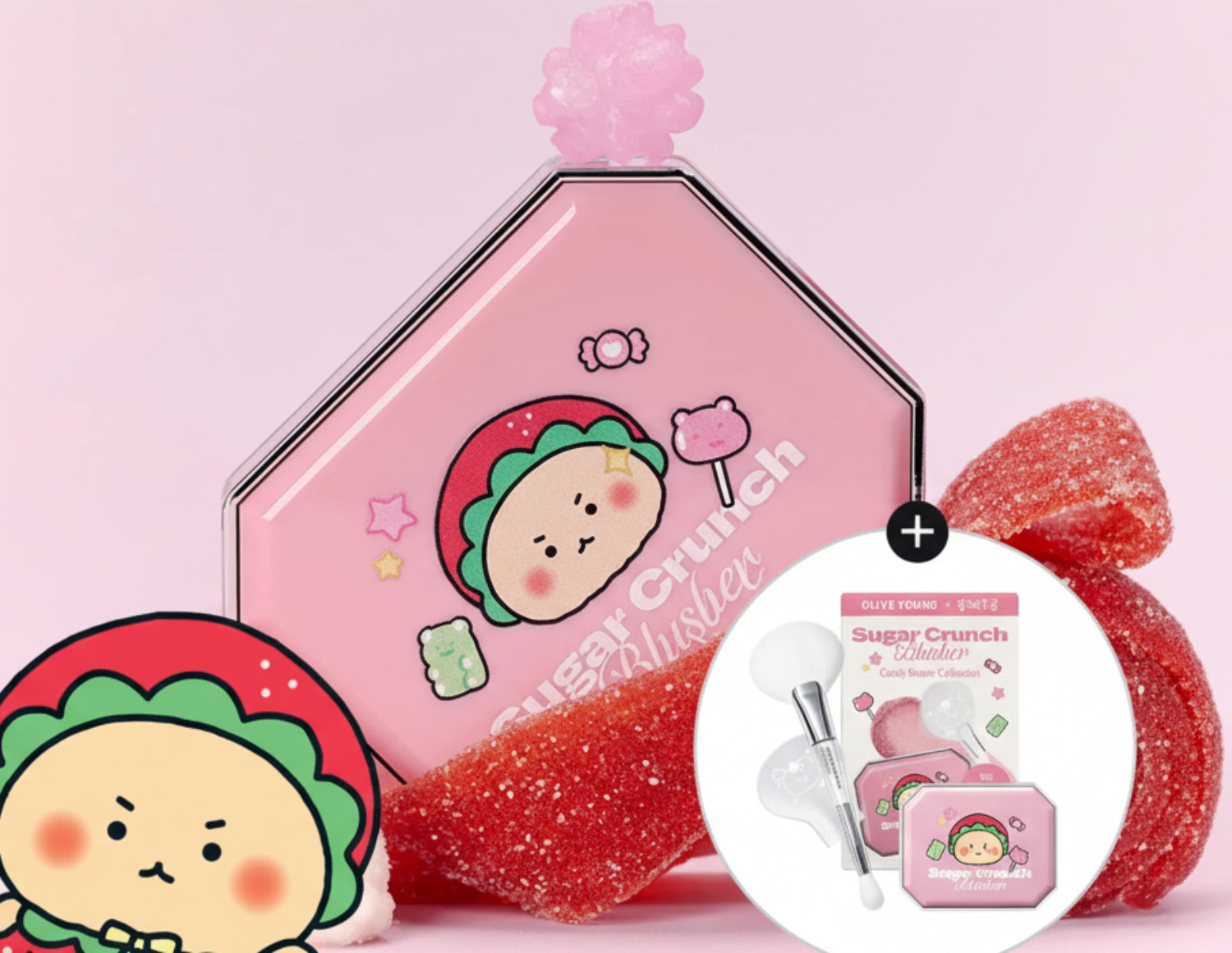 Alternative stereo Sugar Crunch Blusher 5.2g Set (+Brush) (3 Options)