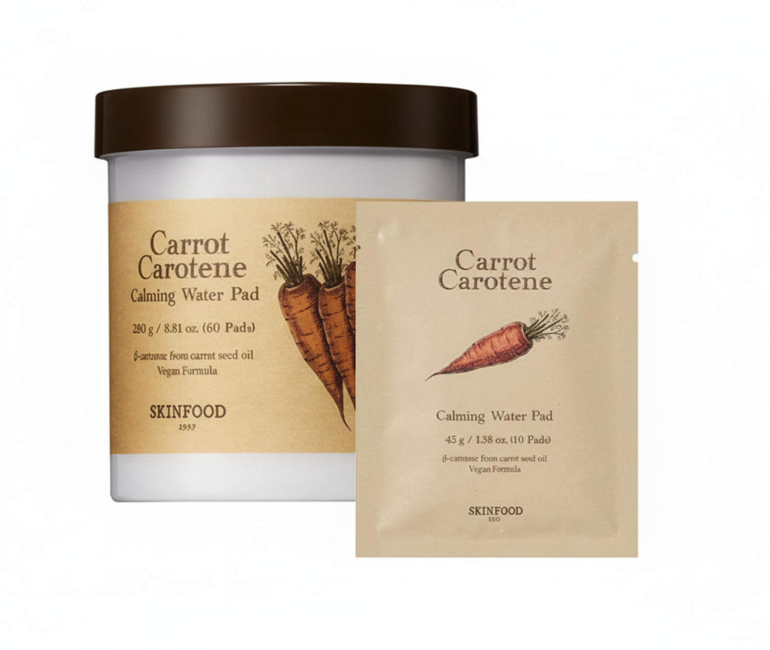 SKINFOOD Carrot Carotene Calming Water Pad 60 Pads (+10 Pads)