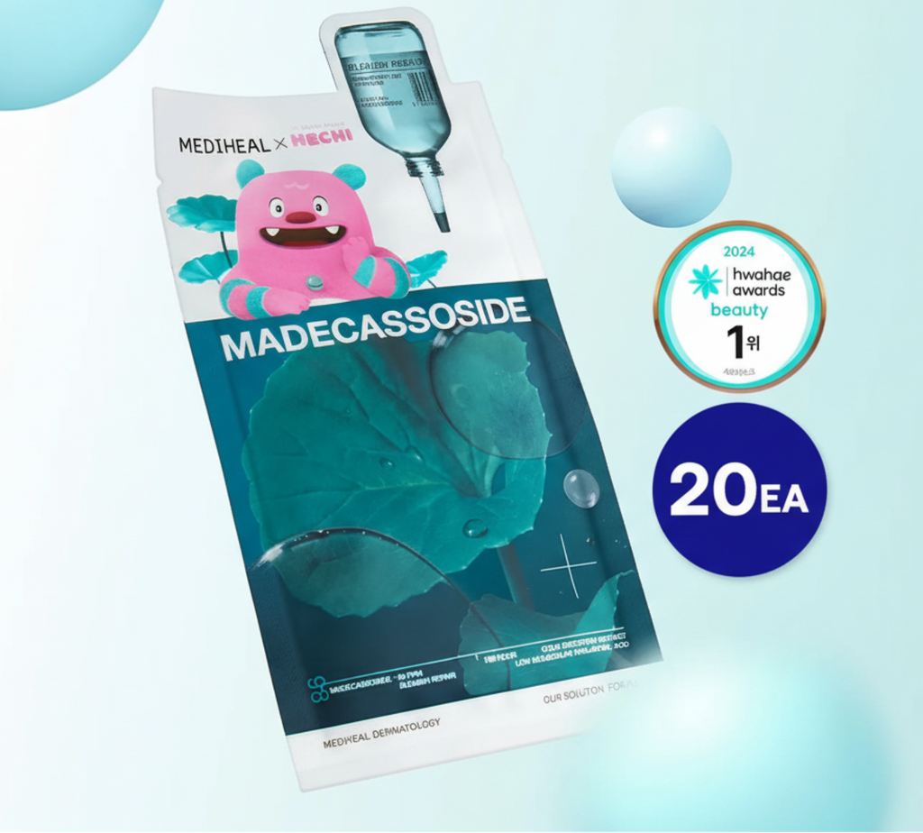 MEDIHEAL Madecassoside Essential Mask Sheet Blemish Repair 20ea (Seoul Mascot, HECHI Collaboration)