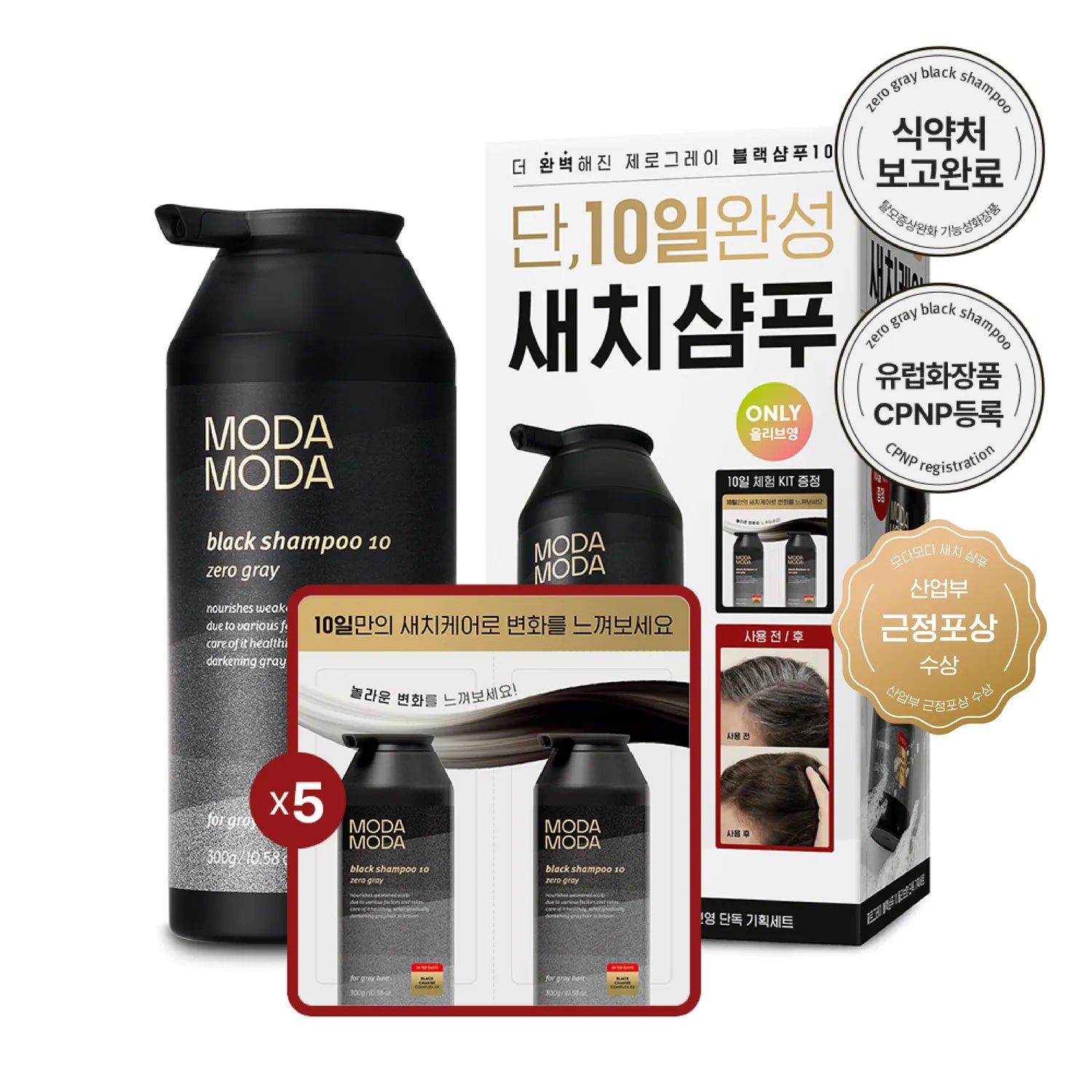 MODAMODA Zero Gray Black Shampoo 10 300g Set (+10-day Kit)