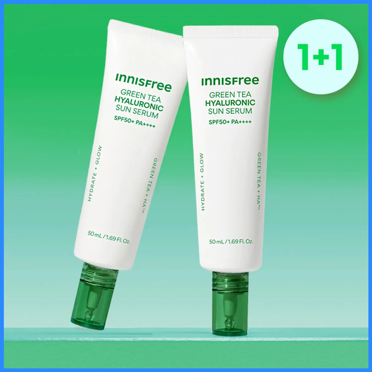 INNISFREE Green Tea Hyaluronic Sun Serum 50ml 1+1 Set
