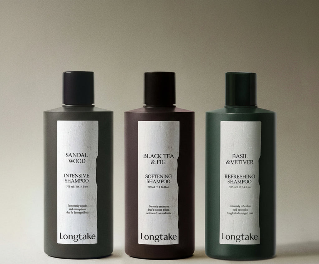 Longtake Shampoo 300mL (Set/Single) (Sandalwood/Black Tea & Fig/Basil & Vetiver)