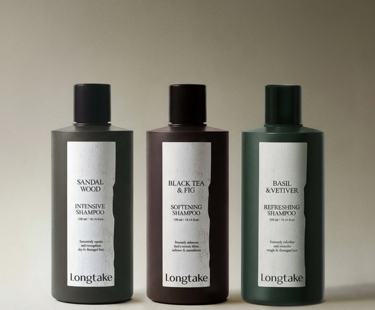 Longtake Shampoo 300mL (Set/Single) (Sandalwood/Black Tea & Fig/Basil & Vetiver)
