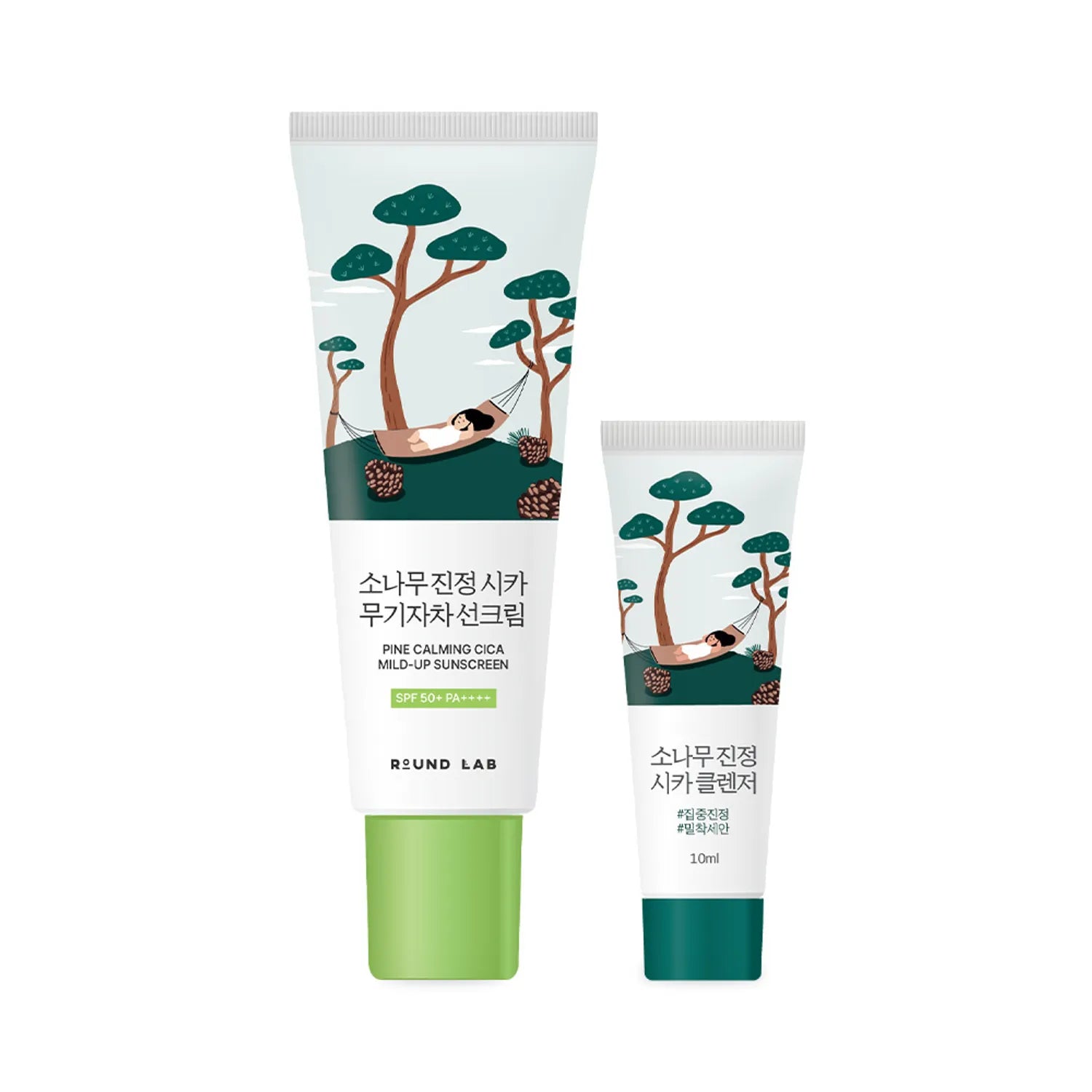 ROUND LAB Pine Calming Cica Mild-Up Sunscreen 40ml Set (+Pine Cleanser 10ml)